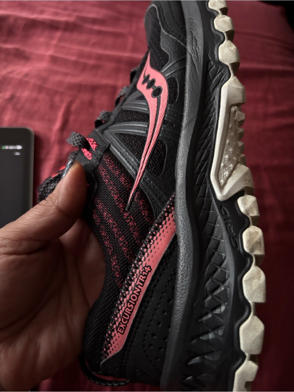 Saucony Women's Trail Sneaker in Black and Pink